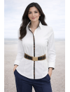 Kontrastbluse 2-farbig mit Patch: weiss/Karo 6