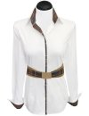 Contrast blouse 2-colored with patch: white / karo 6