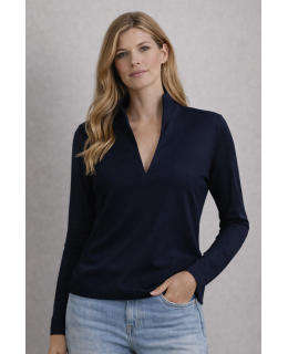 UMANI Damen-Shirt mit Stehkragen in Marine