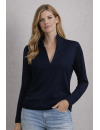 Stehkragen -Shirt, marine/Neu