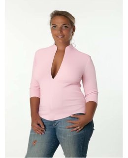 Short Sleeve Stand Collar Shirt, Pink