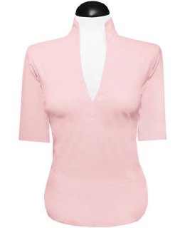 Short Sleeve Stand Collar Shirt, Pink