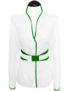 Stand-up collar blouse Piped, white / green