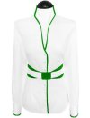Stand-up collar blouse Piped, white / green / goes from...