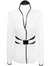 Standing collar blouse piped, white / black / goes from...