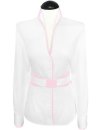 Stand-up collar blouse Piped, white / pink/goes out of...