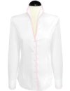 Stand-up collar blouse Piped, white / pink/goes out of the assortment