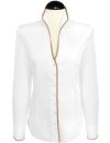 Stand-up collar blouse Piped, white / gold / goes out of...