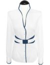 Stand-up collar blouse piped, white / marine