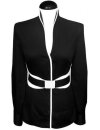 Stand-up collar blouse Piped, black / white
