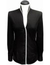 Stand-up collar blouse Piped, black / white / goes from...