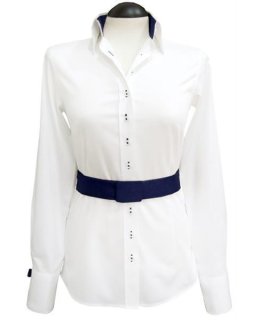 Contrast blouse, white / marine / goes out of the assortment