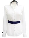 Contrast blouse, white / marine