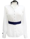 Contrast blouse, white / marine / goes out of the assortment
