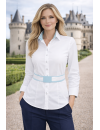 Kontrastbluse, weiss/hellblau
