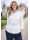 Kontrastbluse, weiss/hellblau