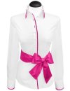 Contrast blouse Weiss Uni with Fuchsia  Piped / goes out...