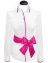 Contrast blouse Weiss Uni with Fuchsia  Piped