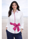 Kontrastbluse weiss Uni mit fuchsia Paspel