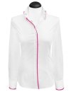 Kontrastbluse weiss Uni mit fuchsia Paspel/Geht aus dem...