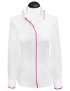 Kontrastbluse weiss Uni mit fuchsia Paspel