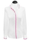 Contrast blouse Weiss Uni with Fuchsia  Piped / goes out...
