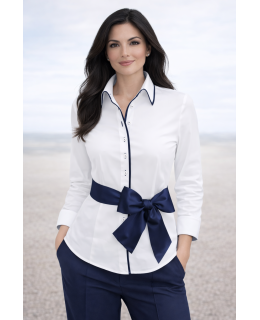 Contrast blouse white uni with marine piping