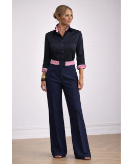 Patching blouse: Marine uni with pink / white Bossa