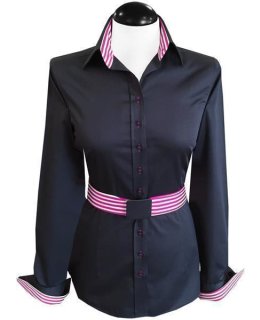 Patching blouse: Marine uni with pink / white Bossa / goes out of the assortment