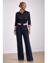 Patching blouse: Marine uni with pink / white Bossa