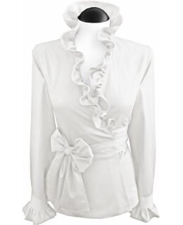 Ruffle wrap blouse, color white/goes out of the assortment