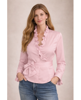 Rüschen-Wickelbluse, rosa/Geht aus dem Sortiment