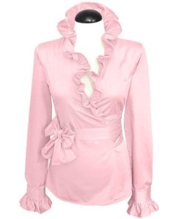 Ruffle wrap blouse, pink/goes out of the assortment