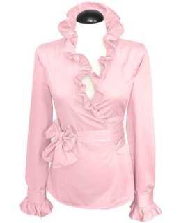 Ruffle wrap blouse, pink