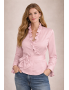 Ruffle wrap blouse, pink/goes out of the assortment