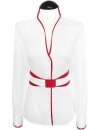 Stand-up collar piped, white / Carmine red