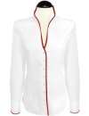 Stand-up collar piped, white / Carmine red