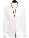 Stand-up collar piped, white / Carmine red / goes out of the assortment