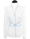 Stand-up collar blouse Piped, white / light blue