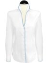 Stand-up collar blouse Piped, white / light blue