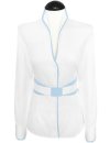 Stand-up collar blouse Piped, white / light blue / goes...