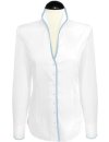 Stand-up collar blouse Piped, white / light blue / goes...