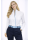 Stand-up collar blouse Piped, white / light blue