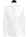 Stand-up collar blouse Piped, white / pink