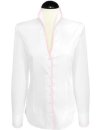 Stand-up collar blouse Piped, white / pink / goes out of...