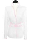 Stand-up collar blouse Piped, white / pink / goes out of the assortment