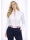 Stand-up collar blouse Piped, white / pink
