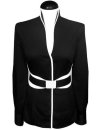 Stand-up collar blouse Piped, black / white/goes out of...