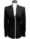 Stand-up collar blouse Piped, black / white