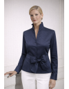 Stand-up collar blouse, navy / white spotted